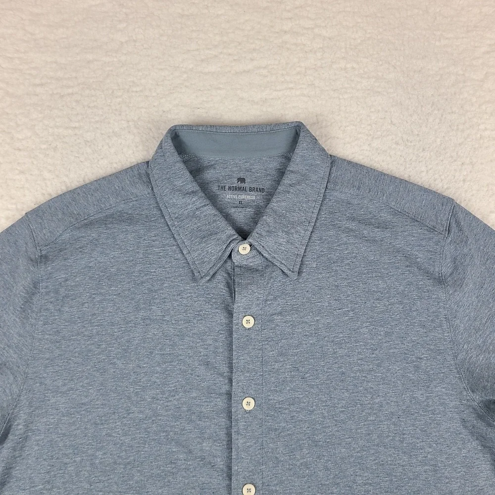 The Normal Brand Shirt Mens XL Blue Active Puremeso Button Up Short Sleeve